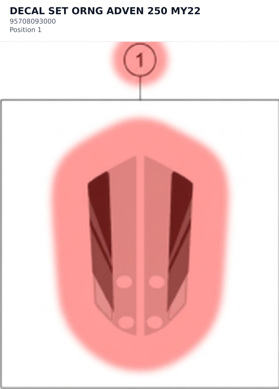 Diagram preview: DECAL SET ORNG ADVEN 250 MY22 (95708093000)