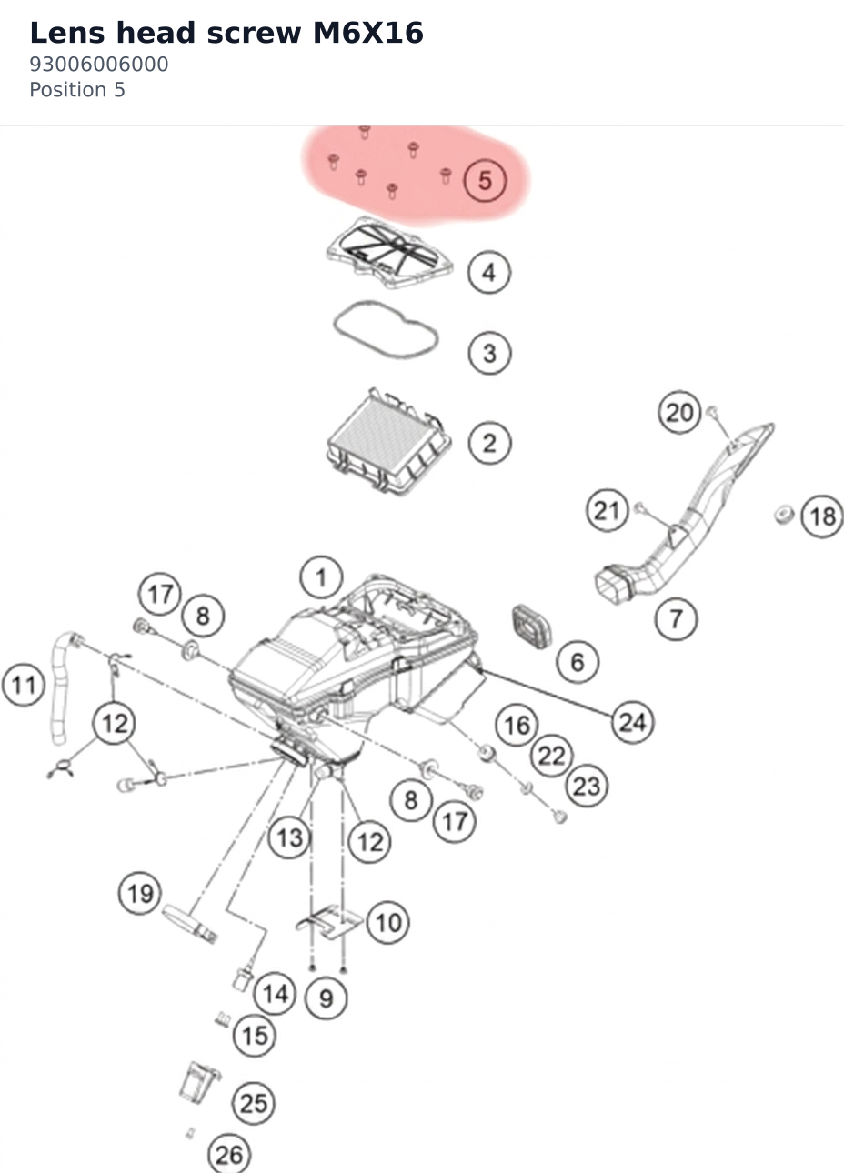 Diagram preview: Lens head screw M6X16 (93006006000)