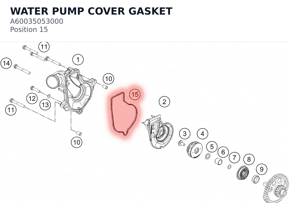 Diagram preview: WATER PUMP COVER GASKET (A60035053000)
