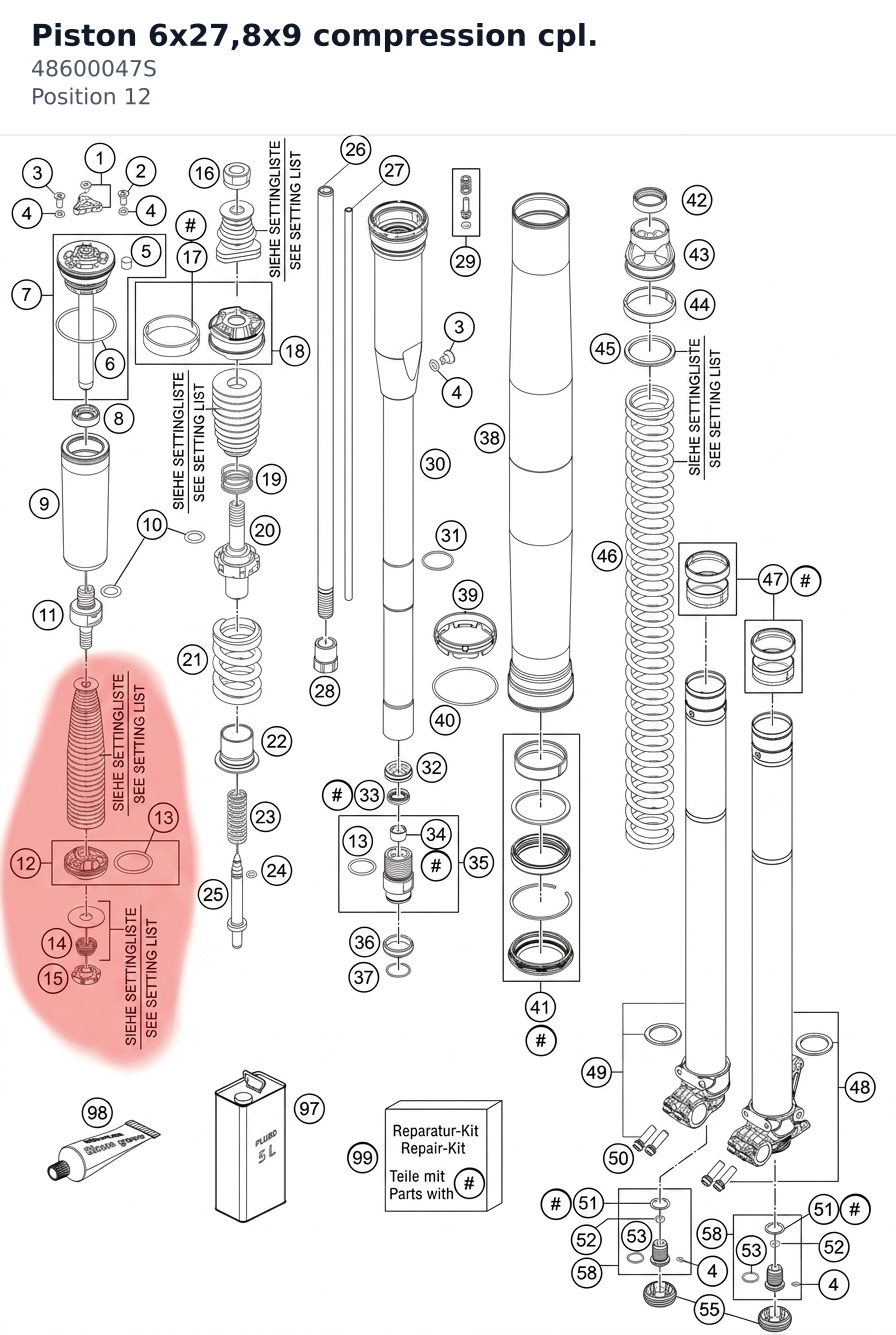 Diagram preview: Piston 6x27,8x9 compression cpl. (48600047S)