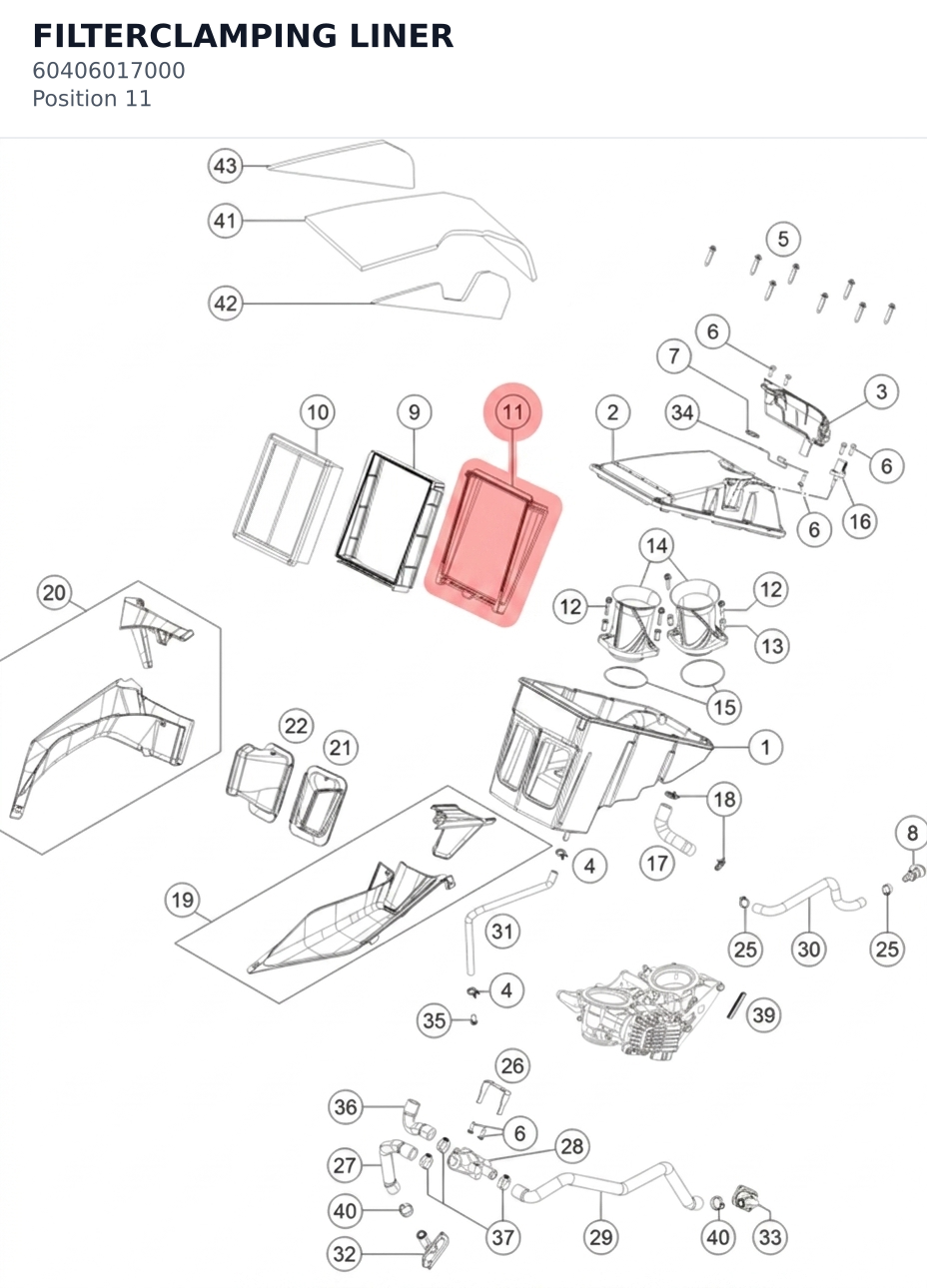 Diagram preview: FILTERCLAMPING LINER (60406017000)