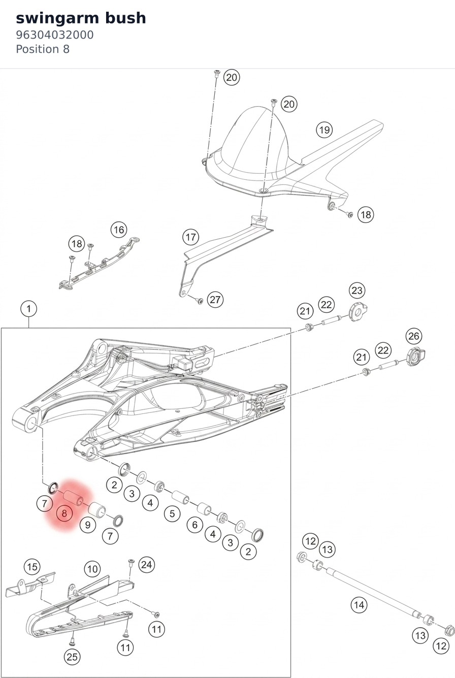 Diagram preview: swingarm bush (96304032000)