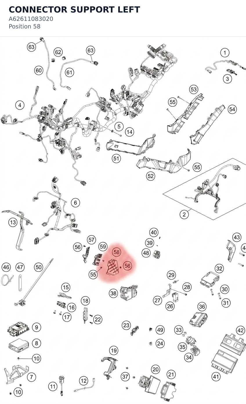 Diagram preview: CONNECTOR SUPPORT LEFT (A62611083020)