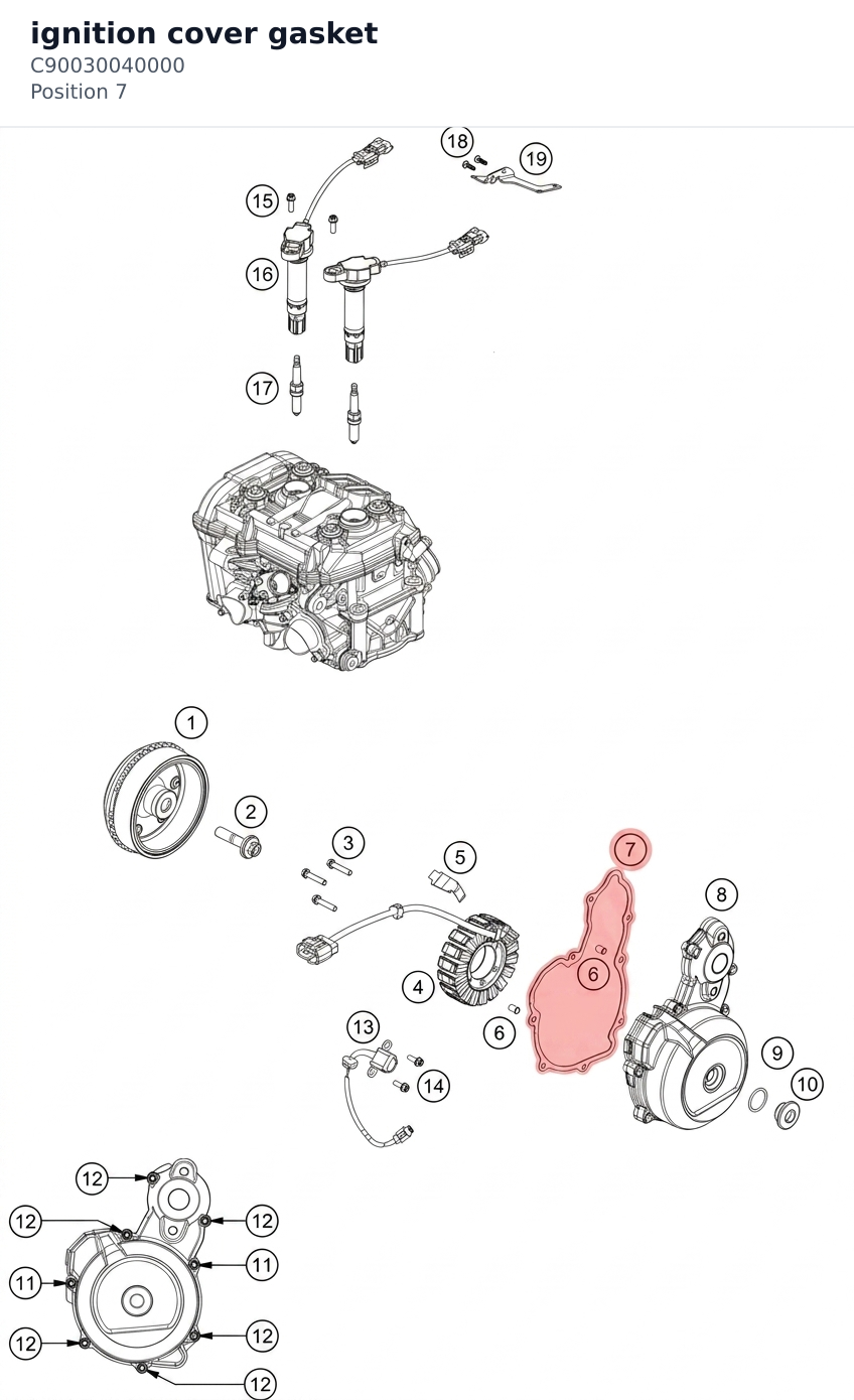 Diagram preview: ignition cover gasket (C90030040000)