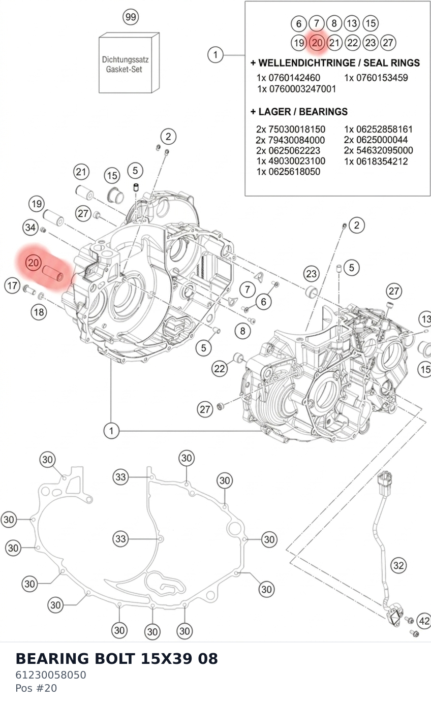 Diagram preview: BEARING BOLT 15X39 08 (61230058050)