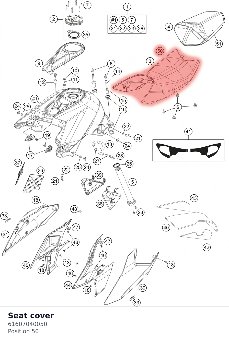 Diagram preview: Seat cover (61607040050)