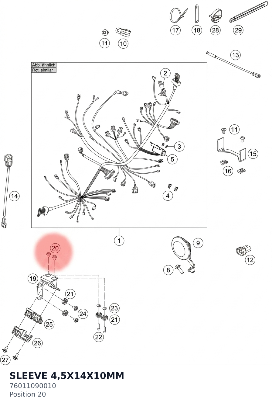 Diagram preview: SLEEVE 4,5X14X10MM (76011090010)