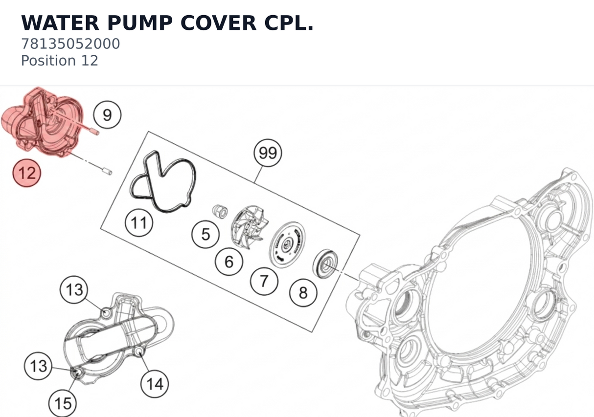 Diagram preview: WATER PUMP COVER CPL. (78135052000)
