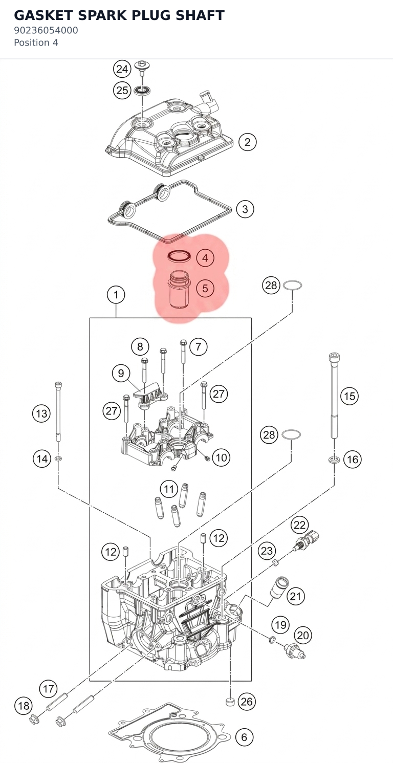 Diagram preview: GASKET SPARK PLUG SHAFT (90236054000)