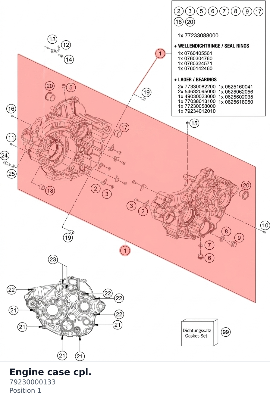 Diagram preview: Engine case cpl. (79230000133)