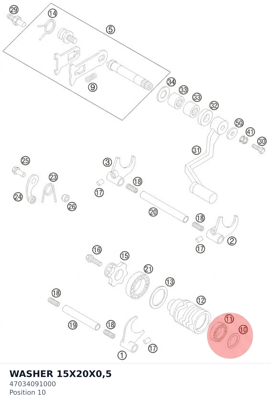 Diagram preview: WASHER 15X20X0,5 (47034091000)