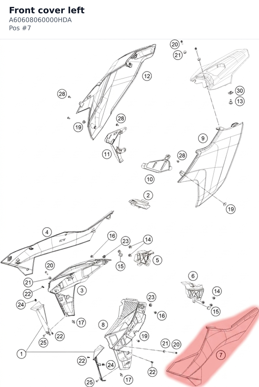 Diagram preview: Front cover left (A60608060000HDA)