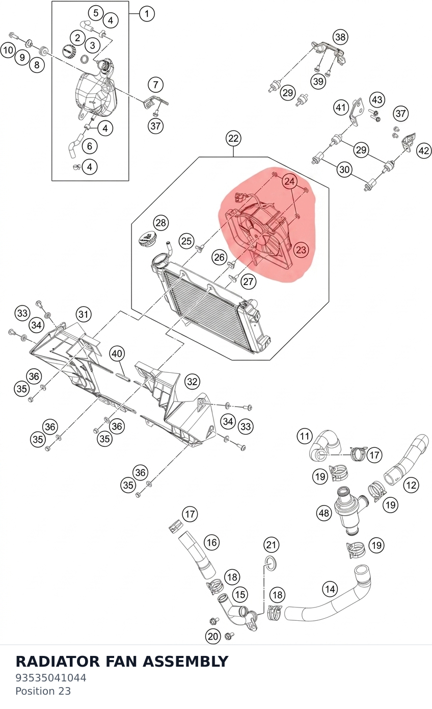 Diagram preview: RADIATOR FAN ASSEMBLY (93535041044)