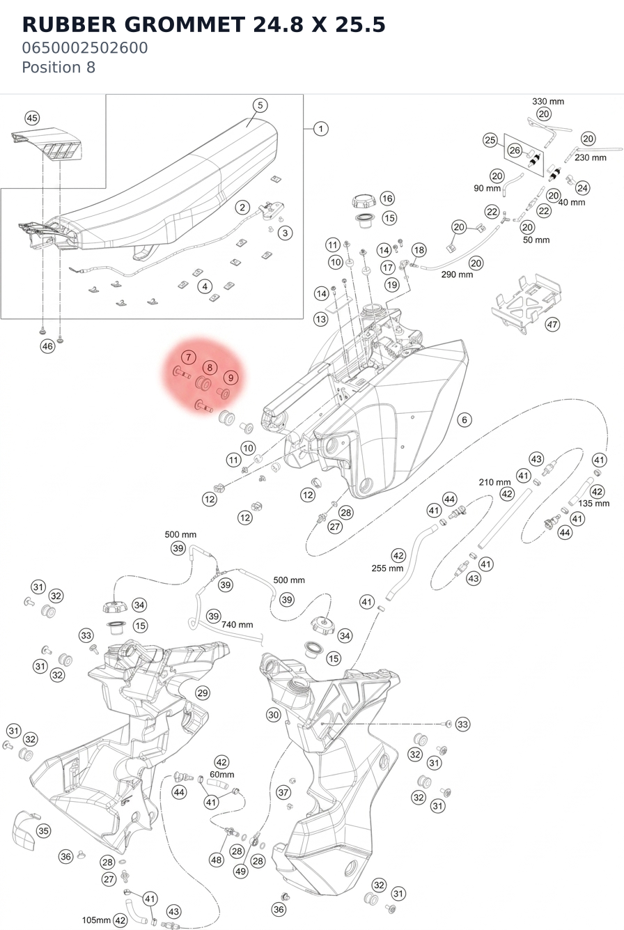Diagram preview: RUBBER GROMMET 24.8 X 25.5 (0650002502600)