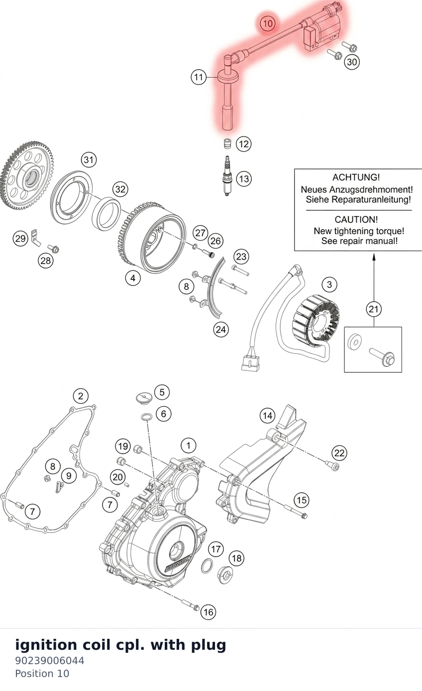Diagram preview: ignition coil cpl. with plug (90239006044)
