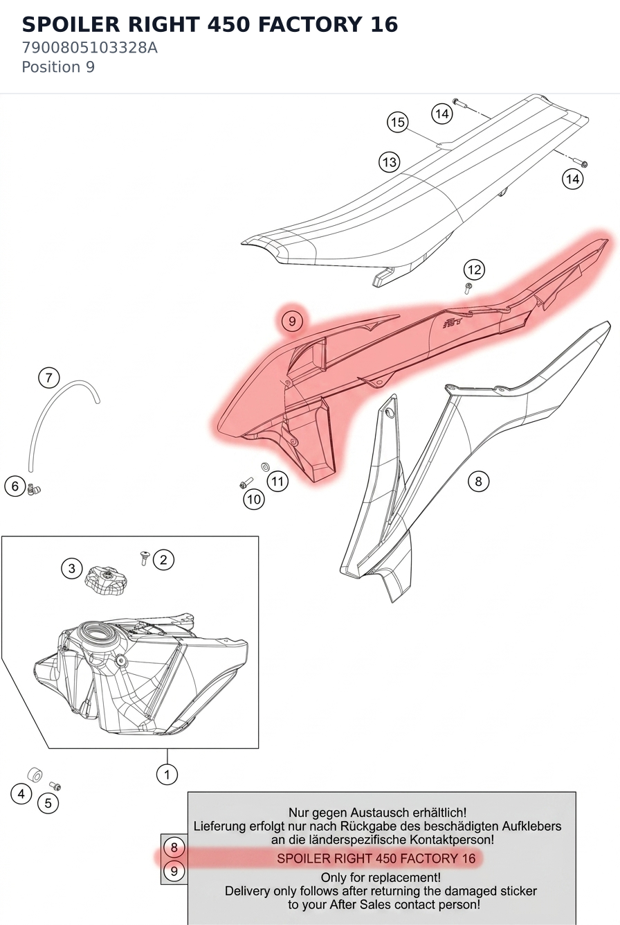 Diagram preview: SPOILER RIGHT 450 FACTORY 16 (7900805103328A)