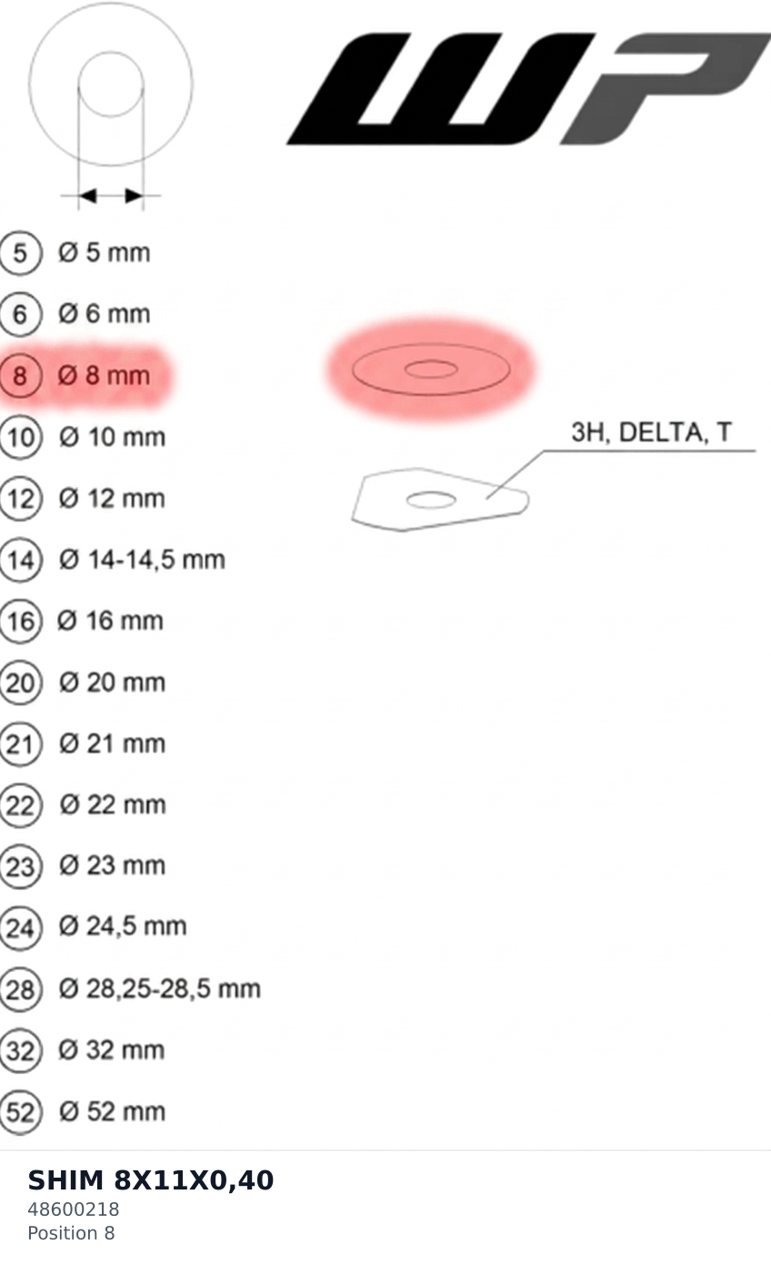 Diagram preview: SHIM 8X11X0,40 (48600218)