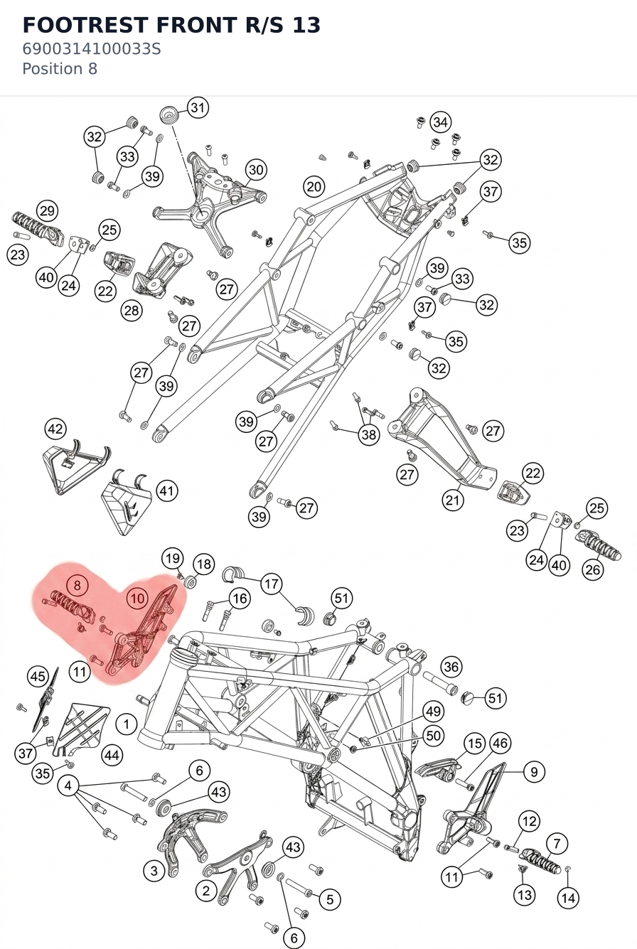 Diagram preview: FOOTREST FRONT R/S 13 (6900314100033S)