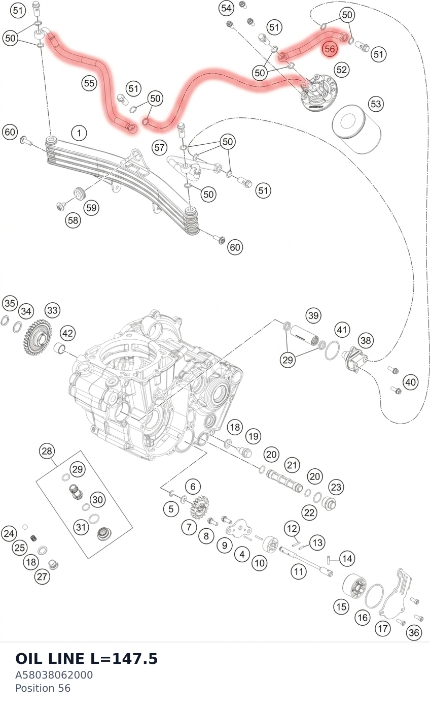 Diagram preview: OIL LINE L=147.5 (A58038062000)