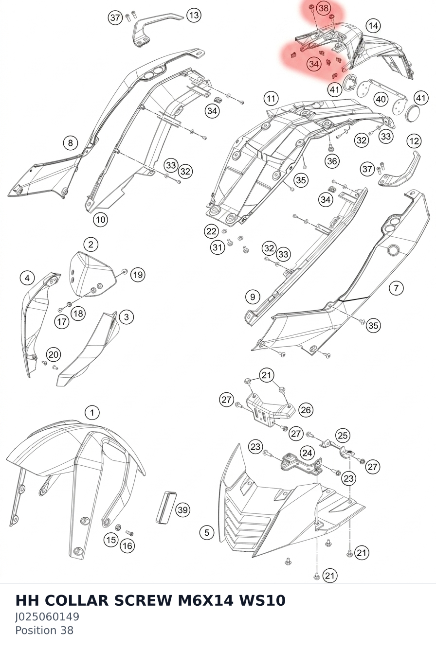 Diagram preview: HH COLLAR SCREW M6X14 WS10 (J025060149)