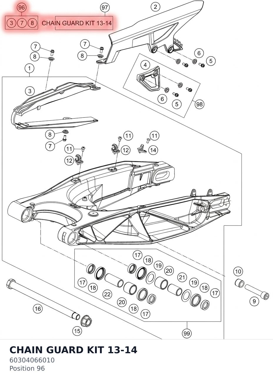 Diagram preview: CHAIN GUARD KIT 13-14 (60304066010)