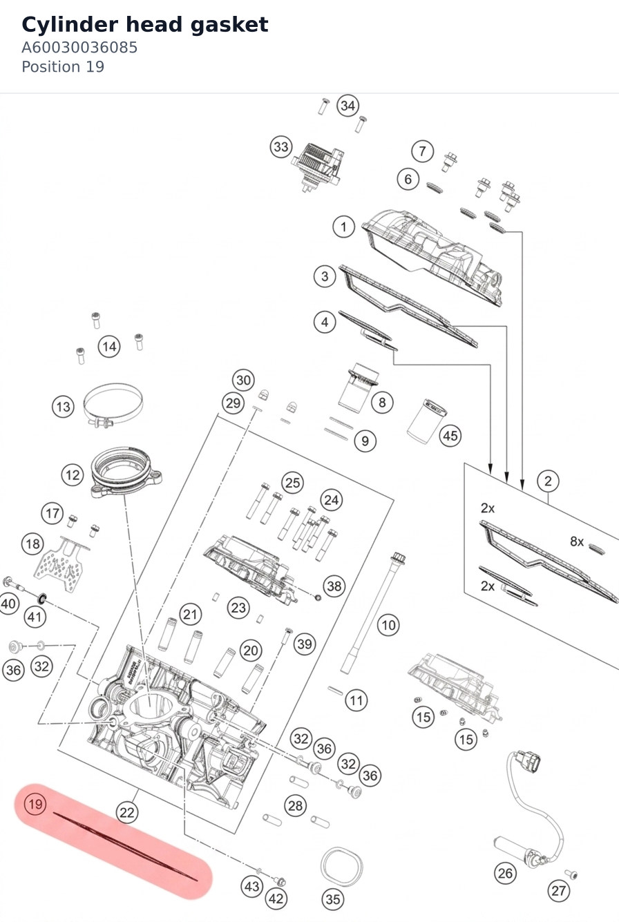 Diagram preview: Cylinder head gasket (A60030036085)