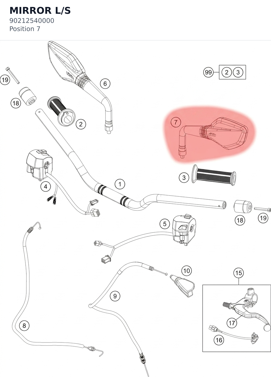 Diagram preview: MIRROR L/S (90212540000)