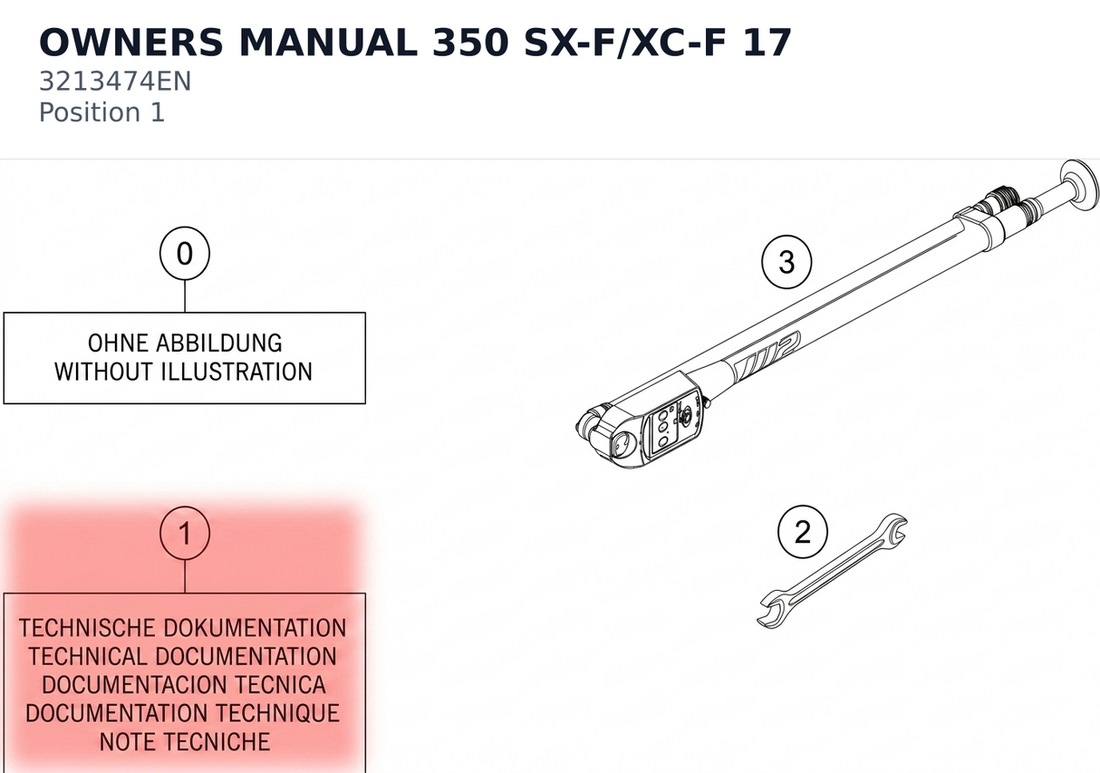 Diagram preview: OWNERS MANUAL 350 SX-F/XC-F 17 (3213474EN)