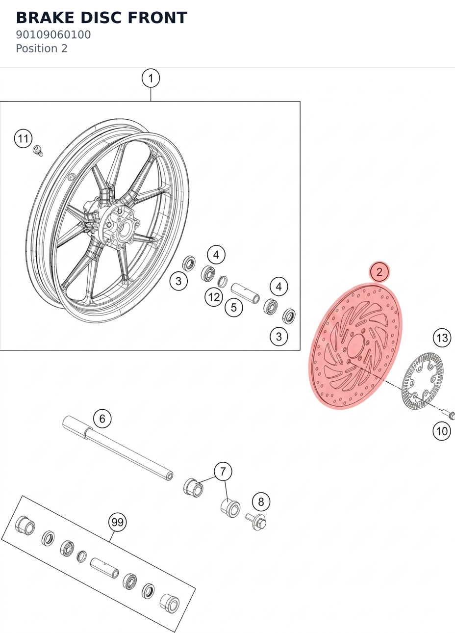 Diagram preview: BRAKE DISC FRONT (90109060100)
