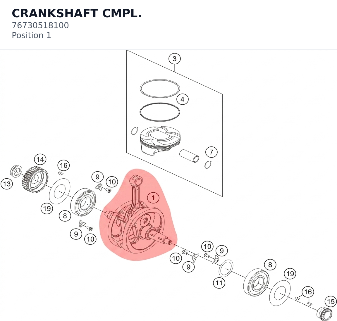 Diagram preview: CRANKSHAFT CMPL. (76730518100)