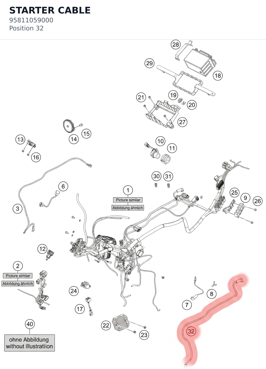Diagram preview: STARTER CABLE (95811059000)