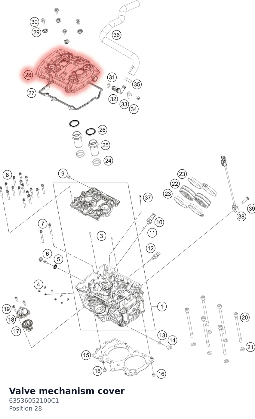 Diagram preview: Valve mechanism cover (63536052100C1)