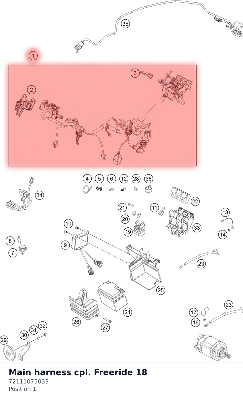 Diagram preview: Main harness cpl. Freeride 18 (72111075033)