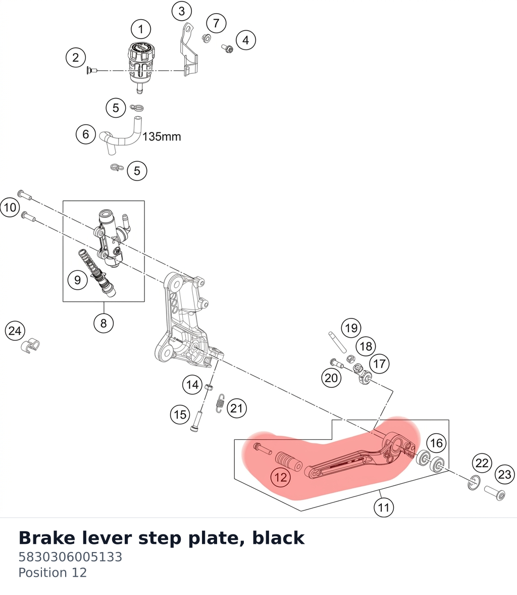 Diagram preview: Brake lever step plate, black (5830306005133)