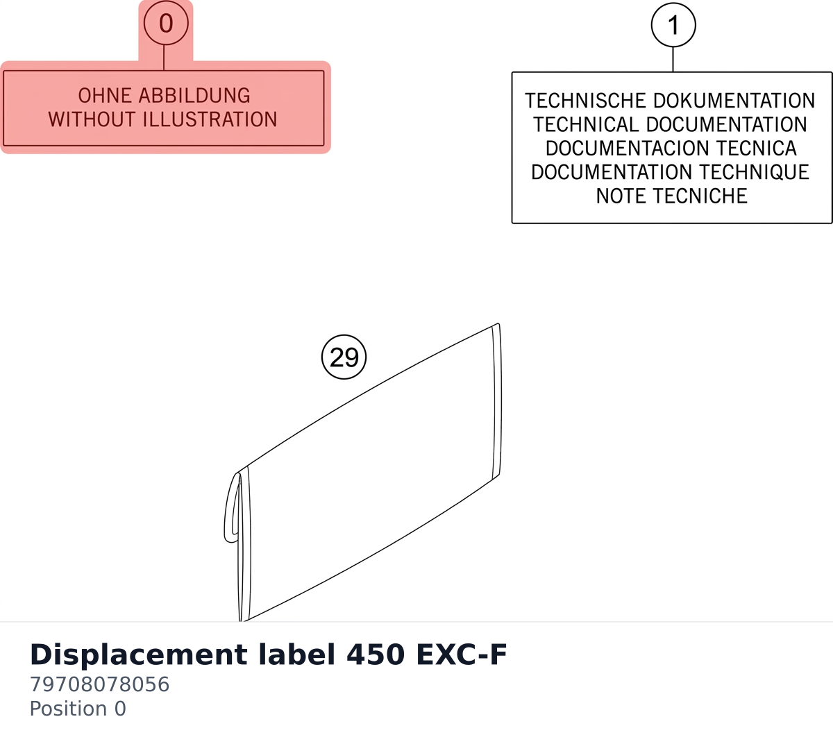 Diagram preview: Displacement label 450 EXC-F (79708078056)