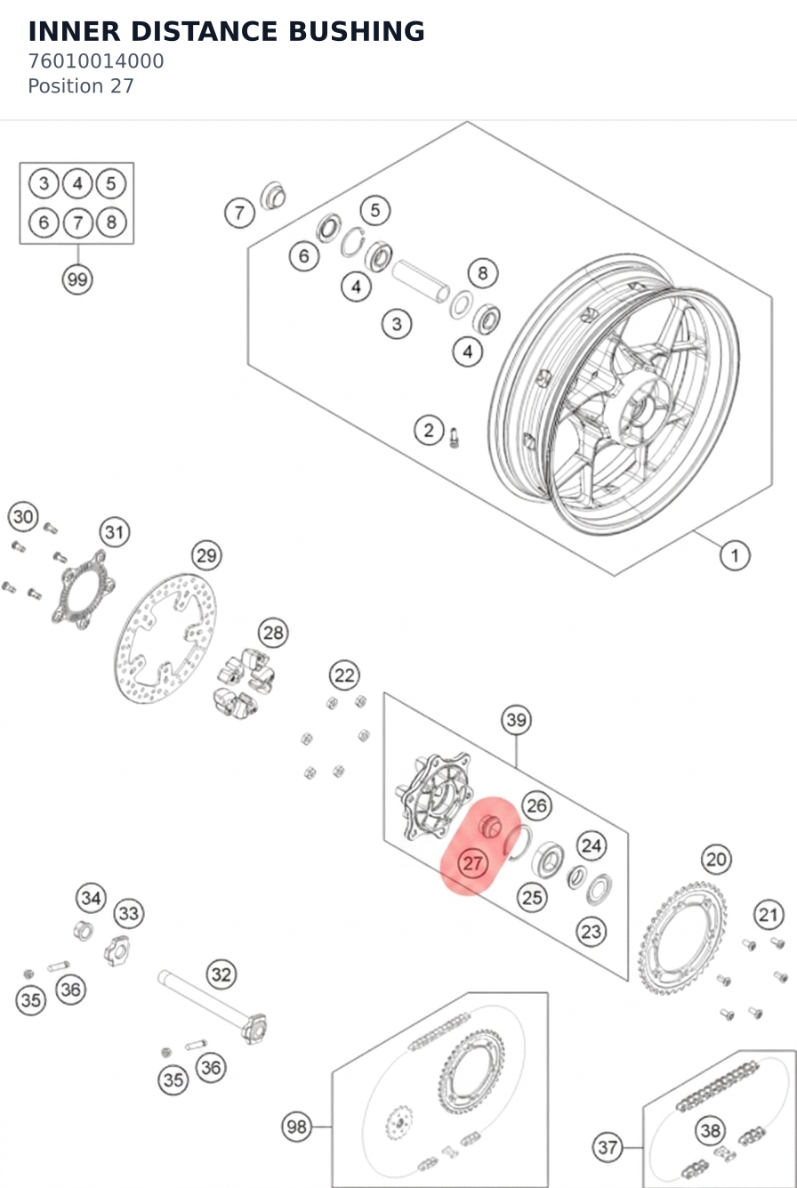 Diagram preview: INNER DISTANCE BUSHING (76010014000)