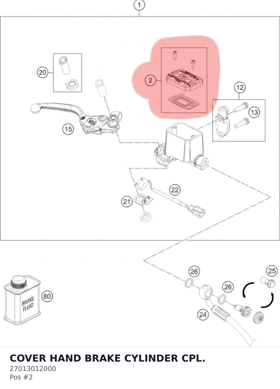 Diagram preview: COVER HAND BRAKE CYLINDER CPL. (27013012000)