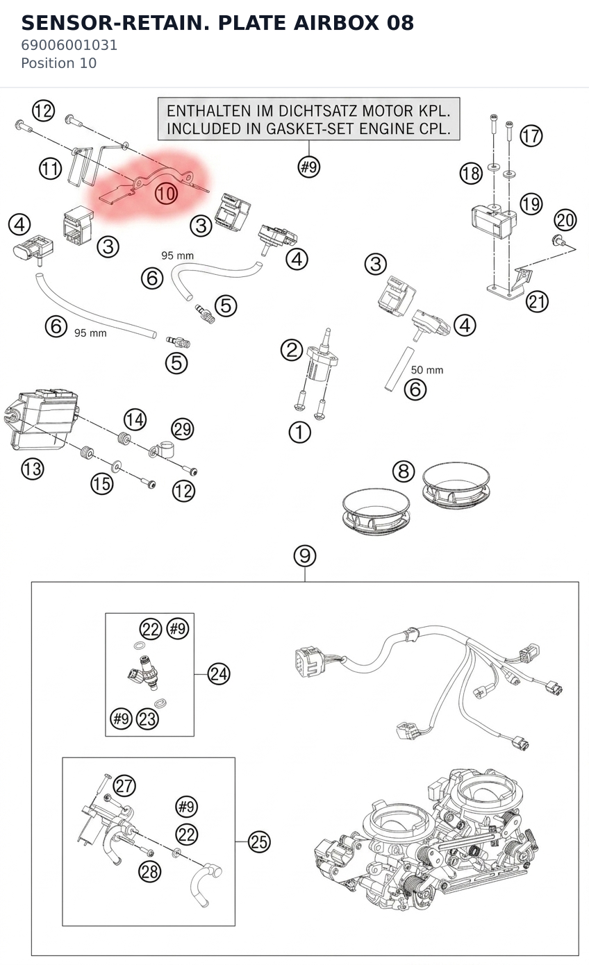 Diagram preview: SENSOR-RETAIN. PLATE AIRBOX 08 (69006001031)