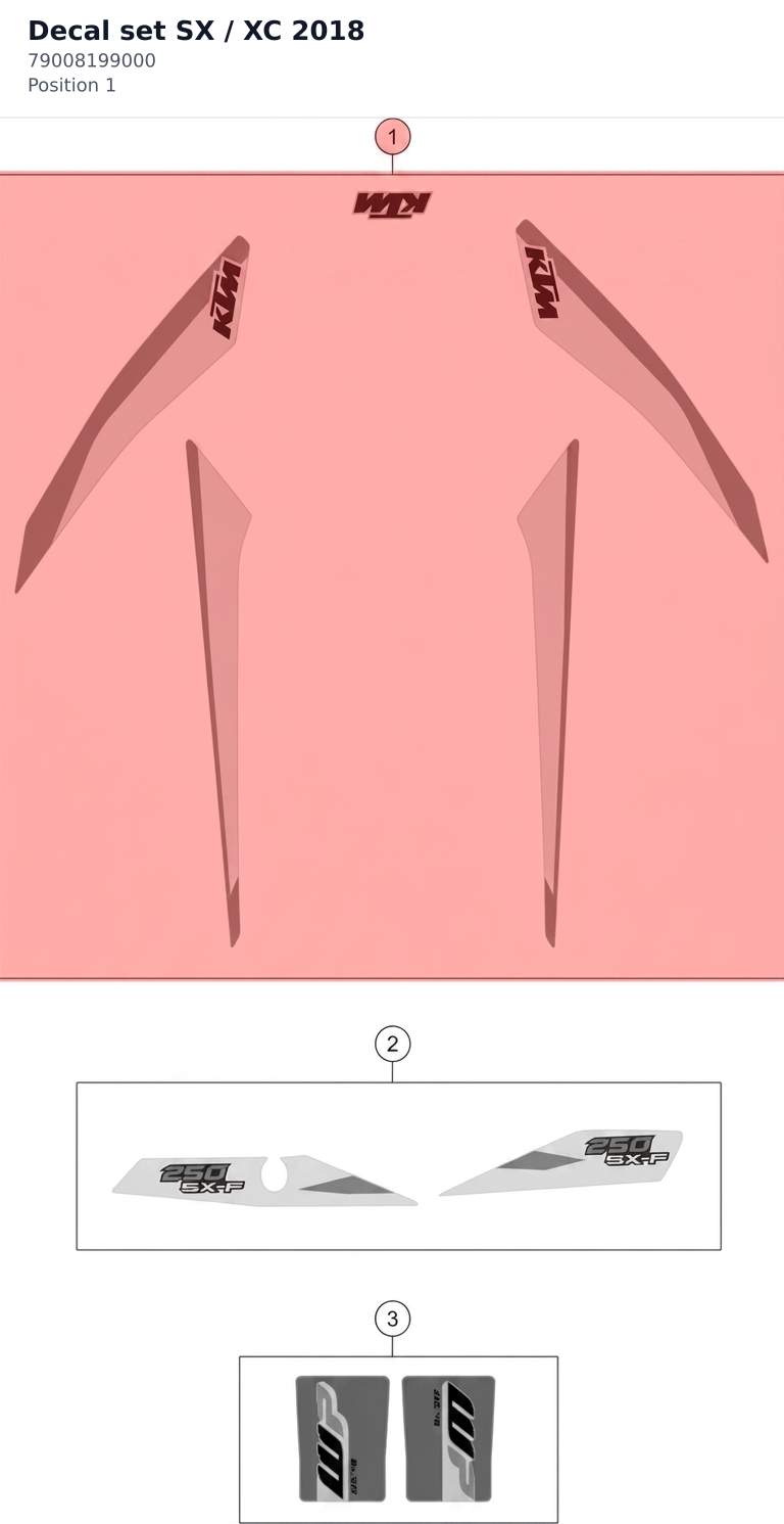 Diagram preview: Decal set SX / XC 2018 (79008199000)
