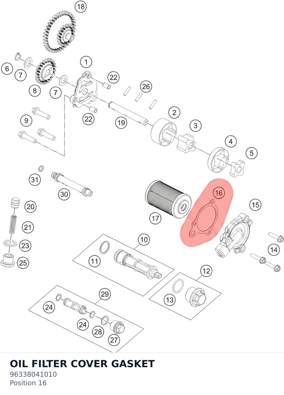 Diagram preview: OIL FILTER COVER GASKET (96338041010)