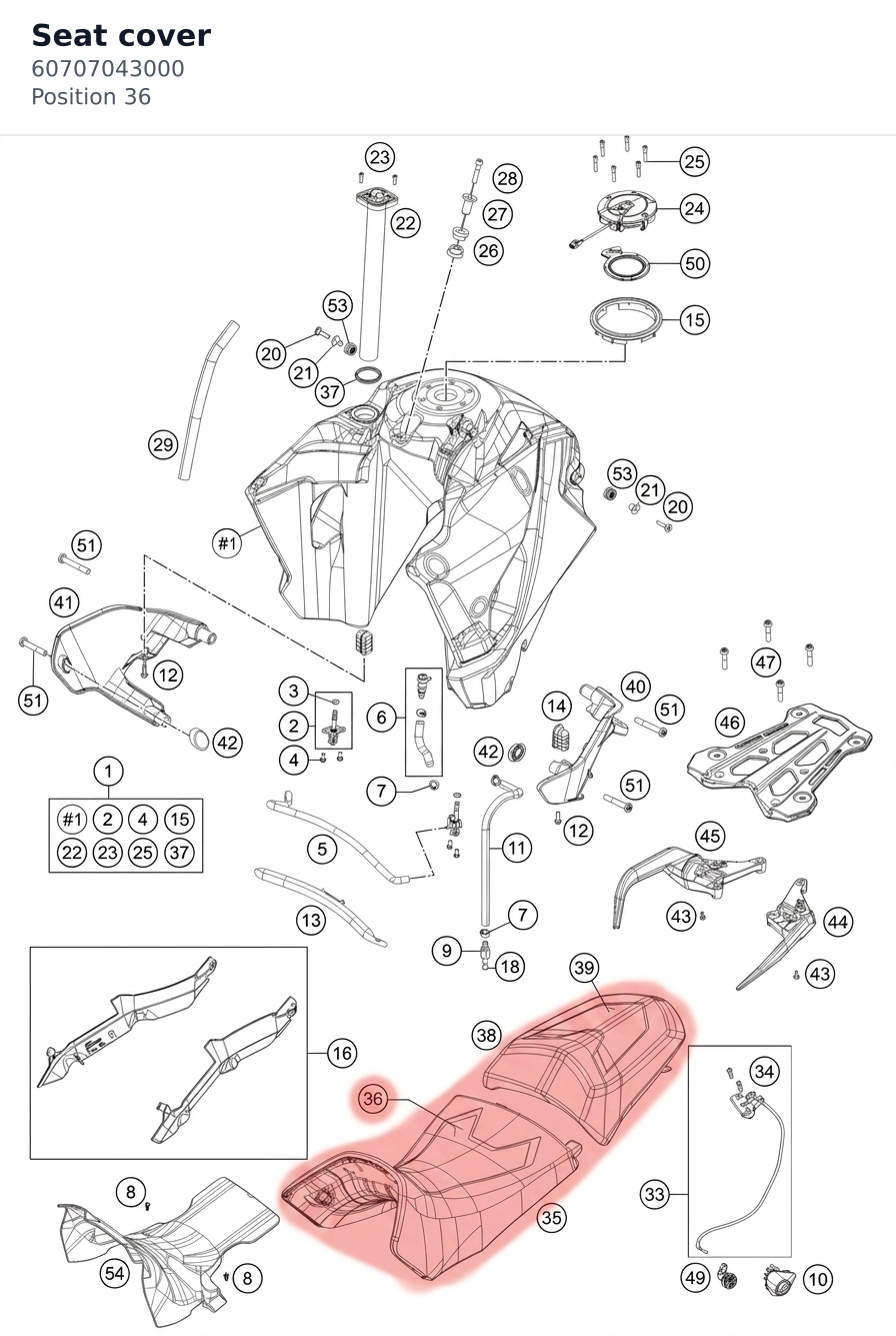 Diagram preview: Seat cover (60707043000)