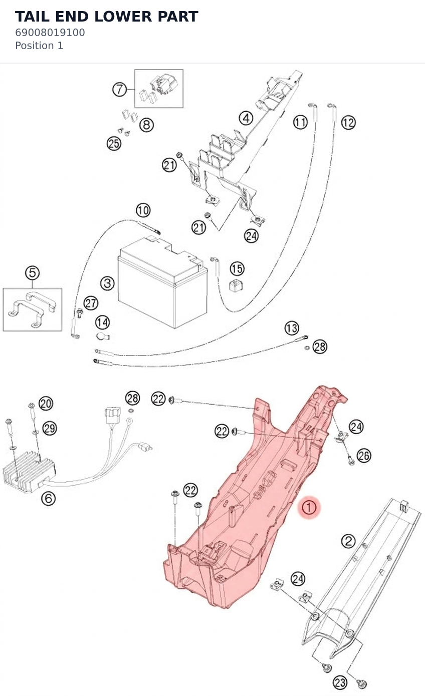 Diagram preview: TAIL END LOWER PART (69008019100)