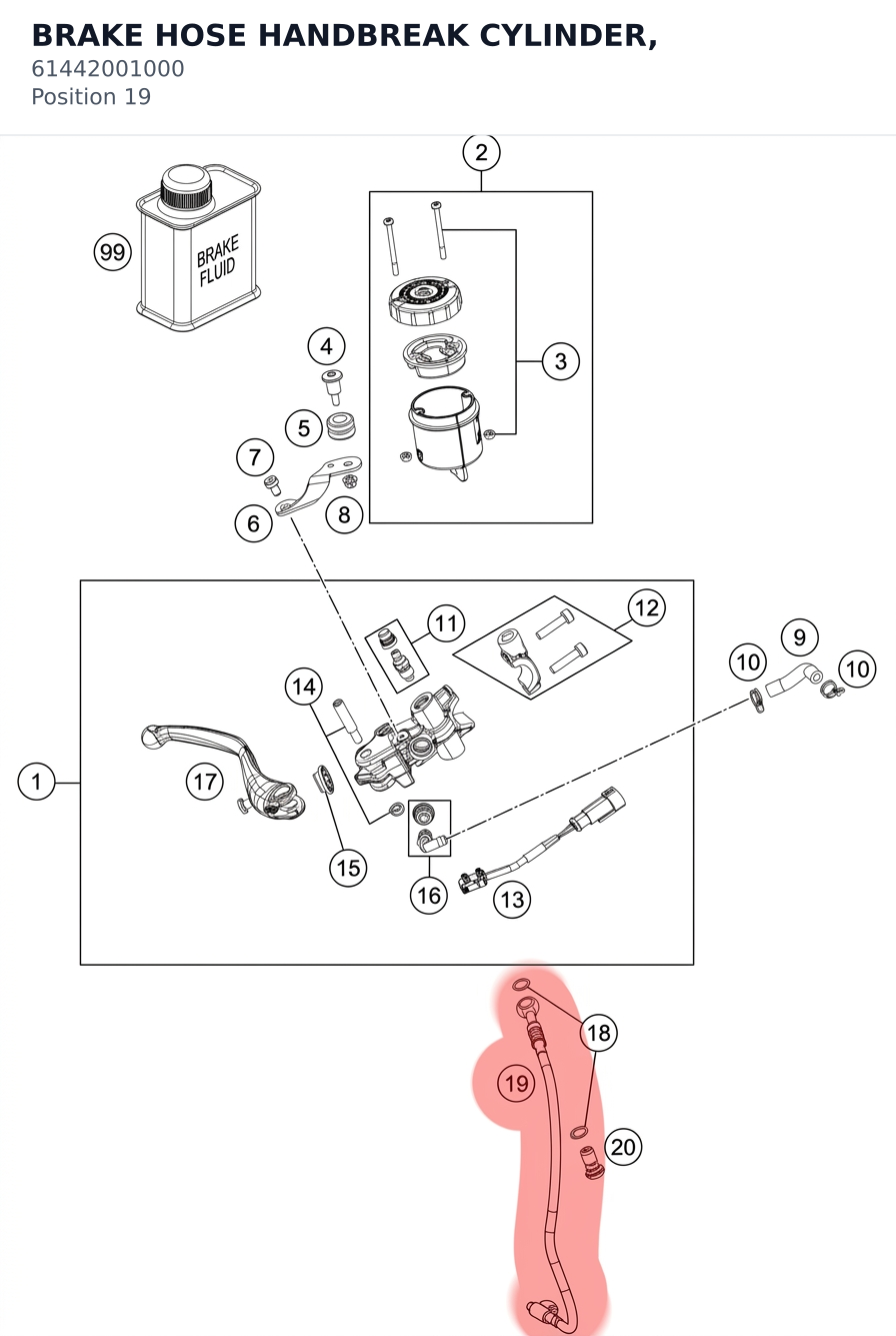 Diagram preview: BRAKE HOSE HANDBREAK CYLINDER, (61442001000)