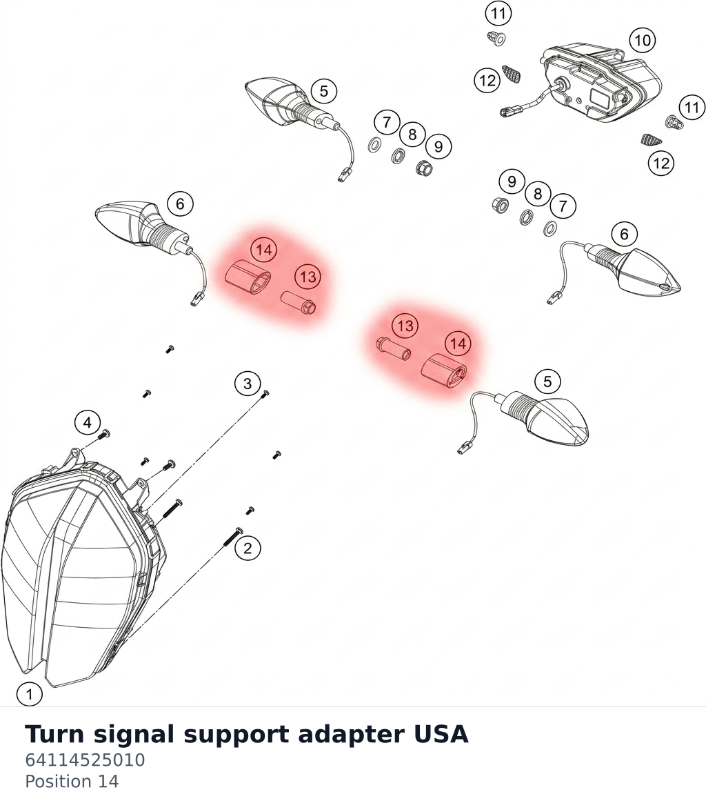 Diagram preview: Turn signal support adapter USA (64114525010)