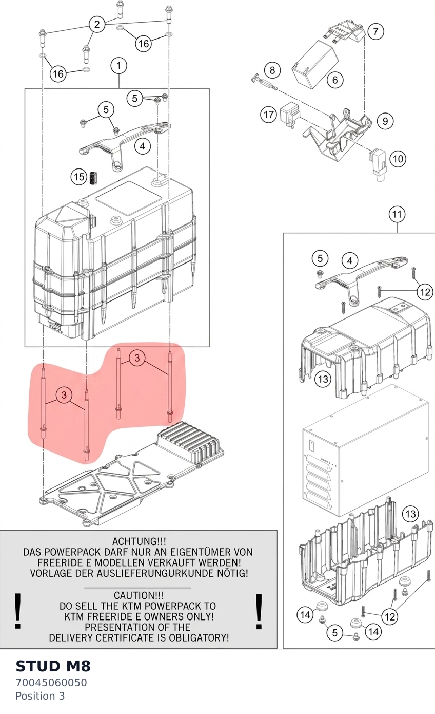 Diagram preview: STUD M8 (70045060050)