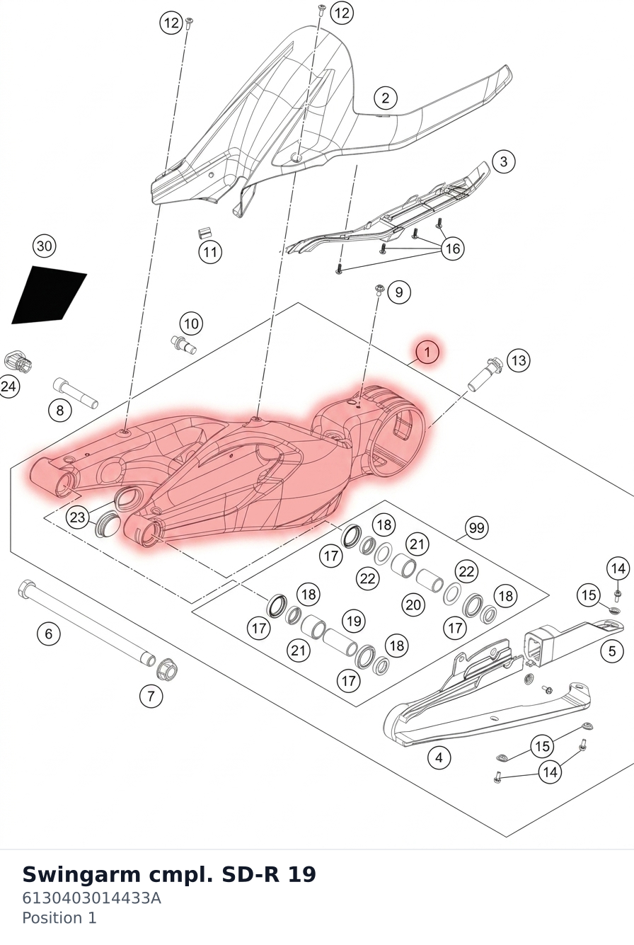 Diagram preview: Swingarm cmpl. SD-R 19 (6130403014433A)