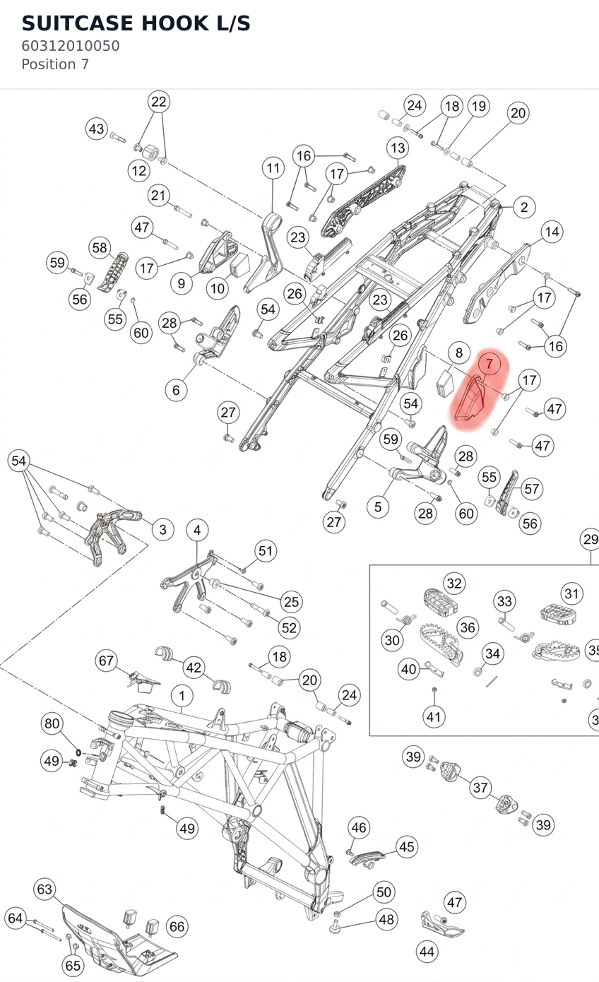 Diagram preview: SUITCASE HOOK L/S (60312010050)