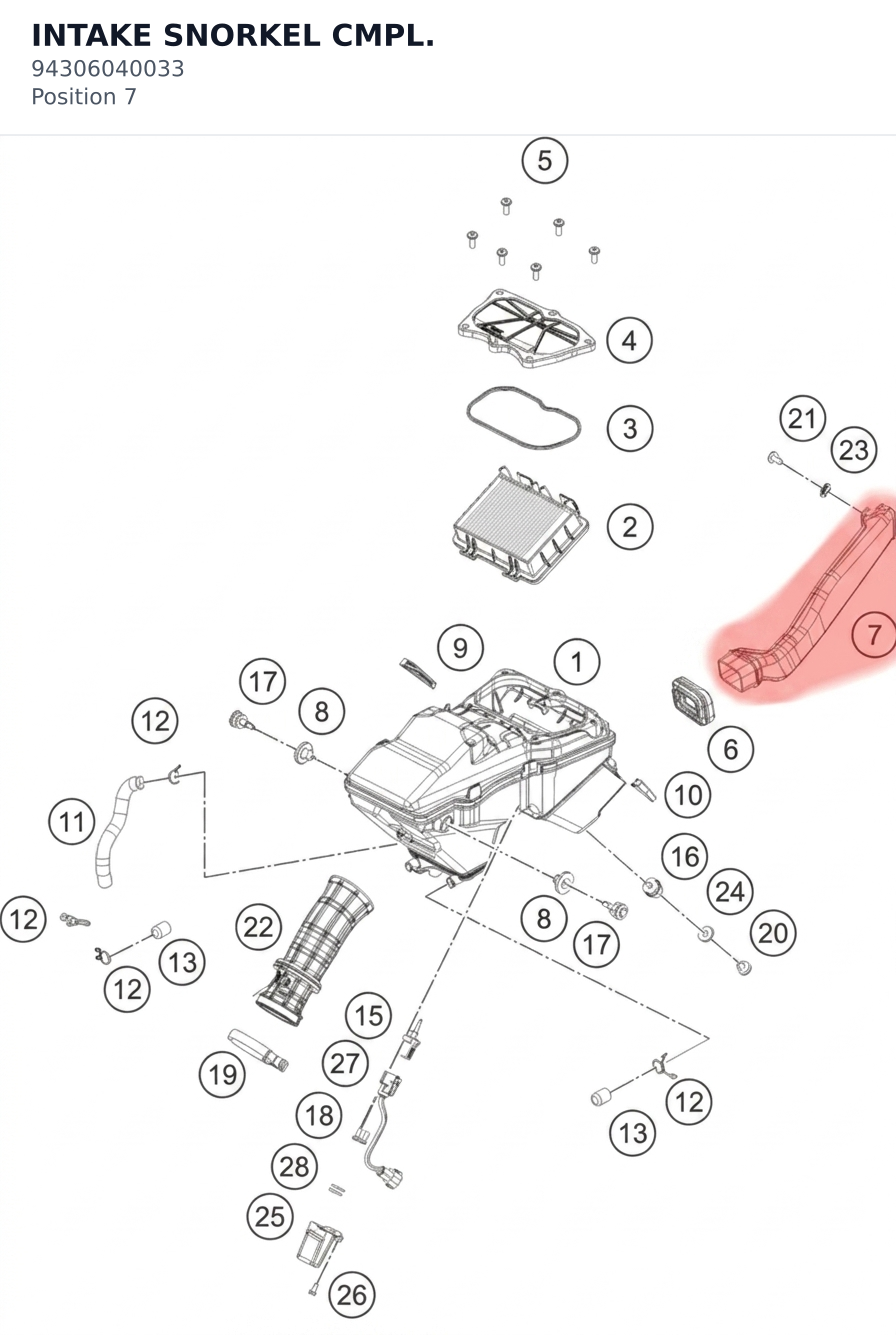 Diagram preview: INTAKE SNORKEL CMPL. (94306040033)