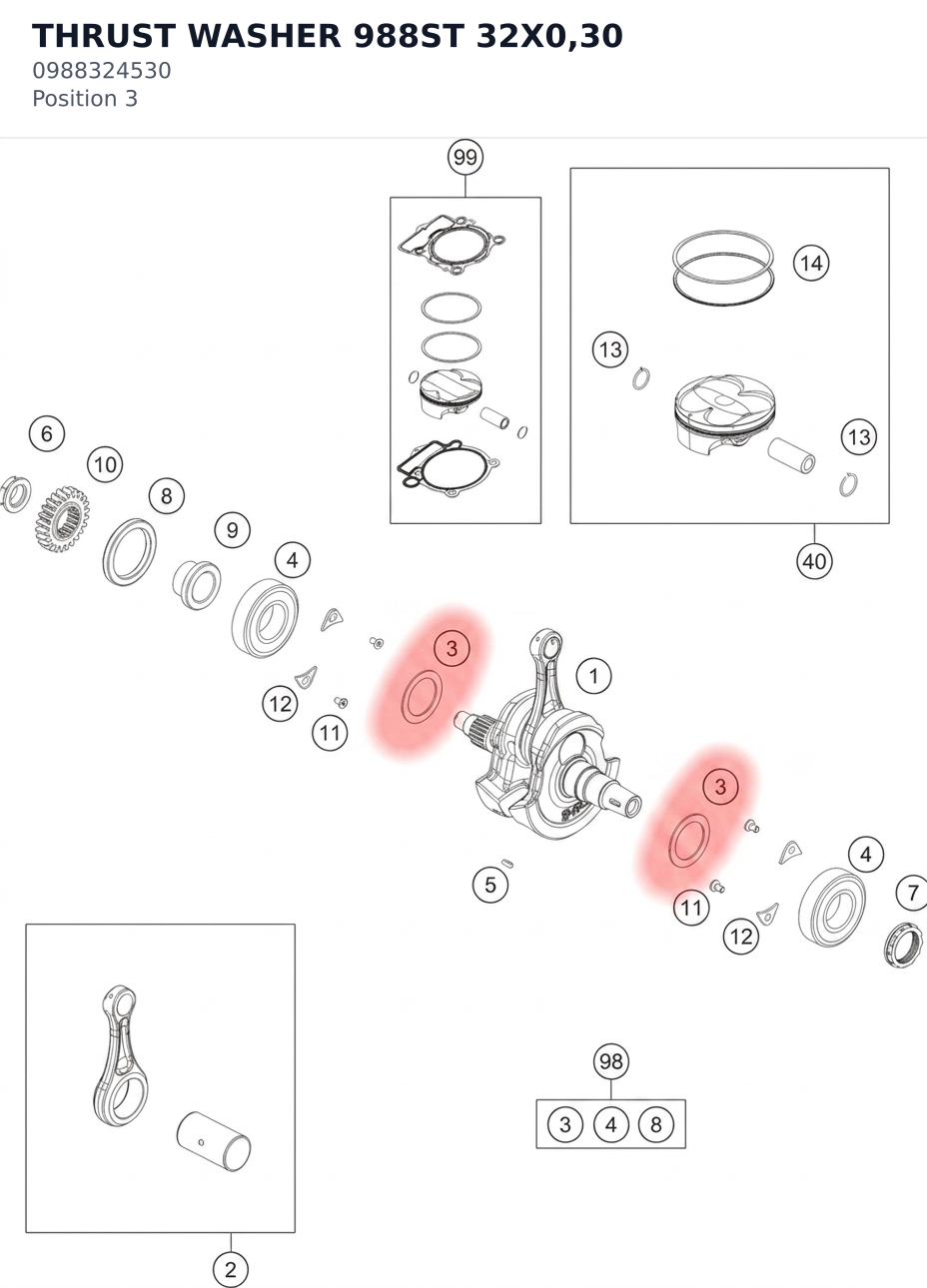 Diagram preview: THRUST WASHER 988ST 32X0,30 (0988324530)