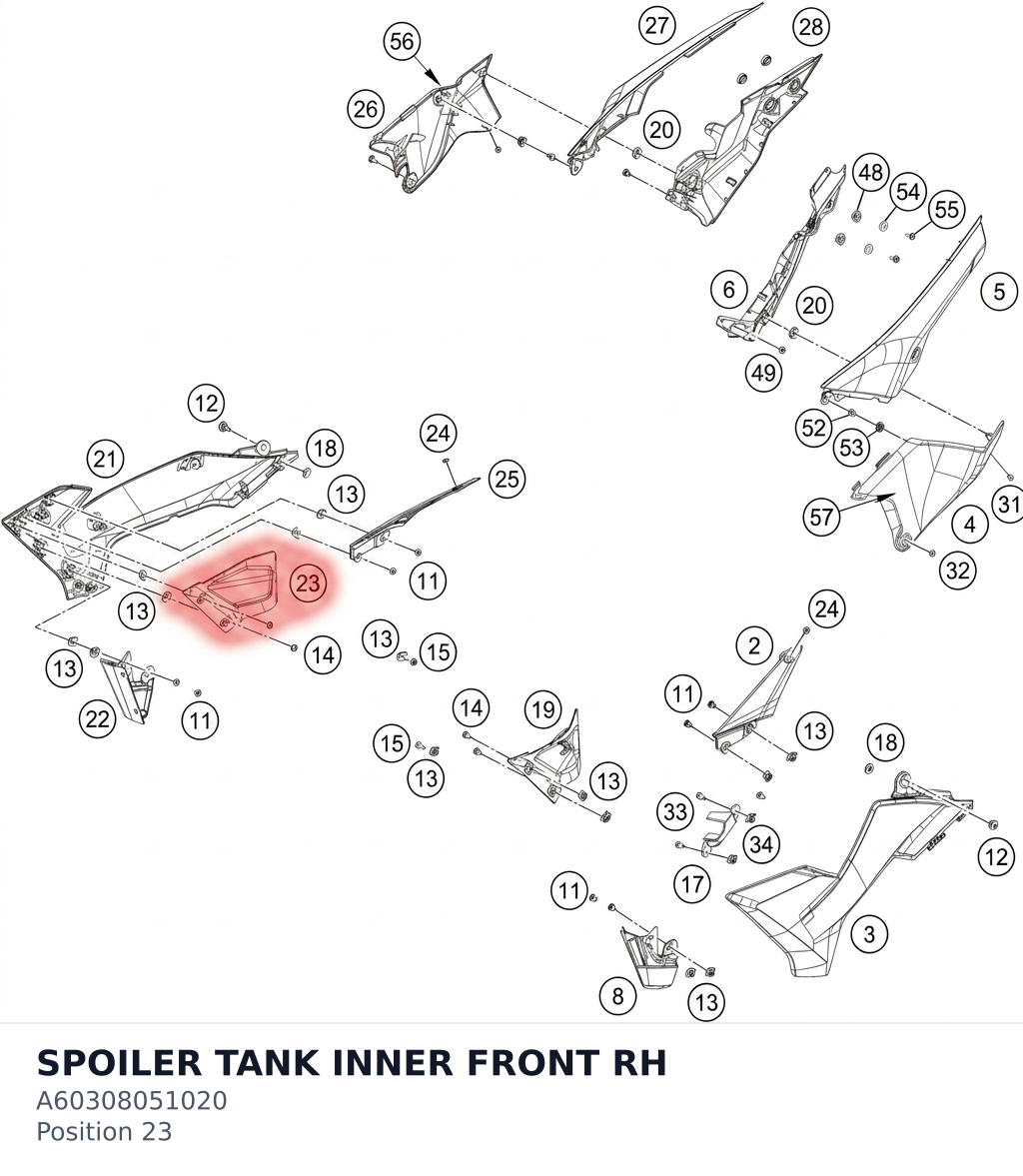 Diagram preview: SPOILER TANK INNER FRONT RH (A60308051020)